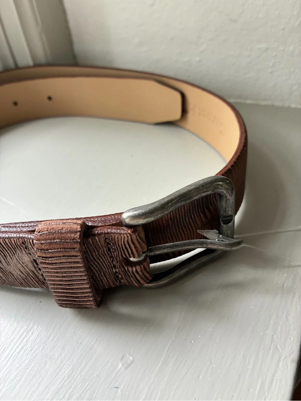 Garnet Hill Italian Textured Leather Belt Brown Size XS